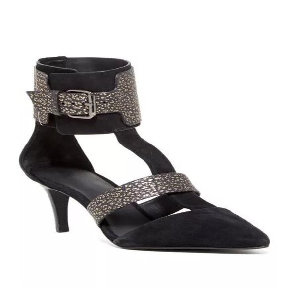 Tibi Shoes - TIBI New York Women Black Sexy Liya Leather Ankle Strap Pumps Heels Sz 5.5 35.5